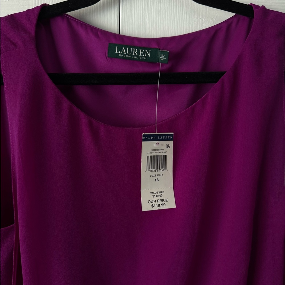 Lauren Ralph Lauren Pink / Purple Dress Size 16 Sleeveless Fuschia NWT - Picture 2 of 9